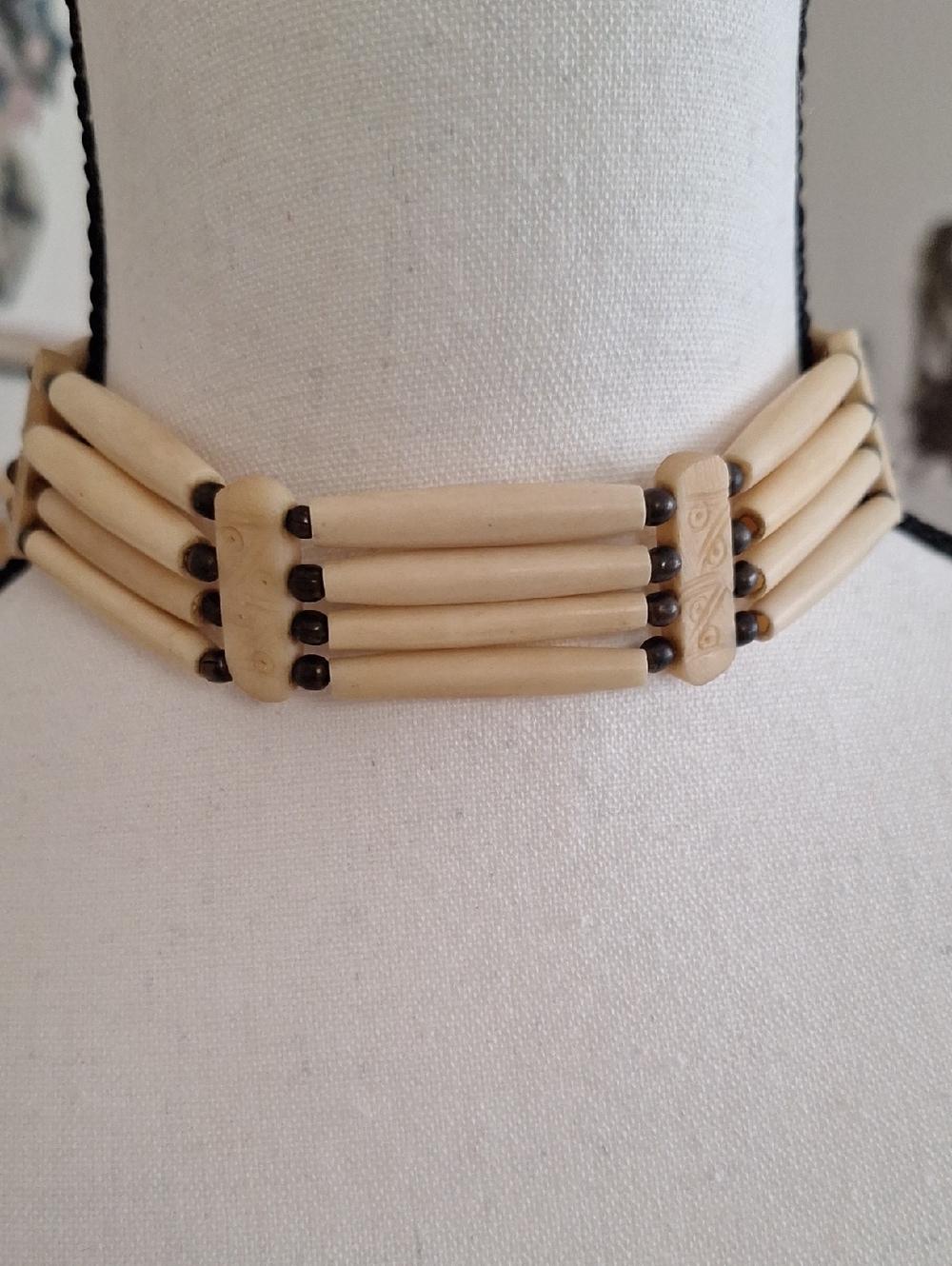 Handcrafted Cream Multi-Strand Bead Choker Necklace
